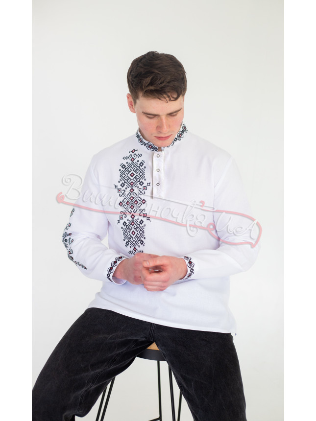 Embroidered men's shirt with a placket 3046-3