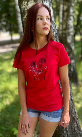 Women's T-shirt with poppies 3021