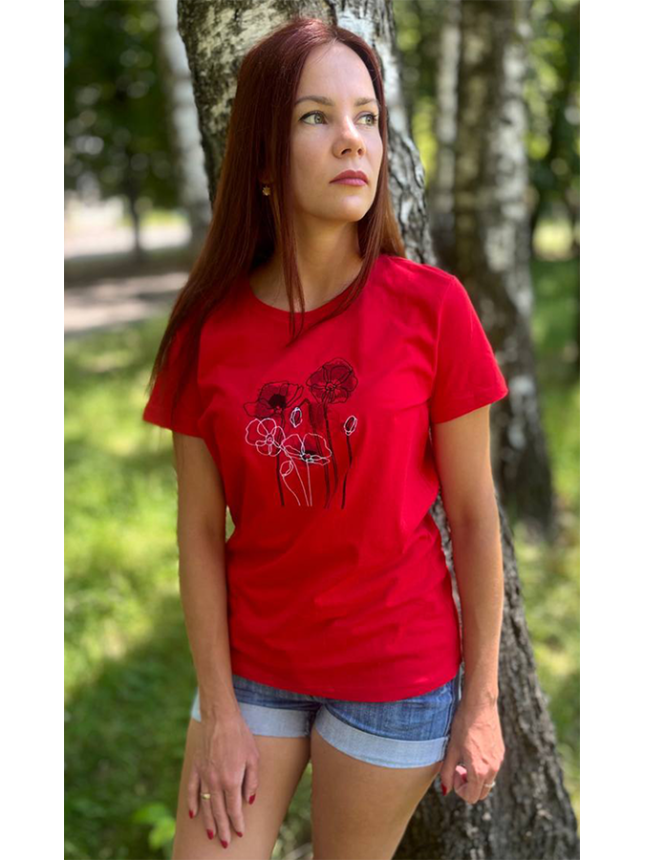 Women's T-shirt with poppies 3021