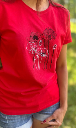 Women's T-shirt with poppies 3021