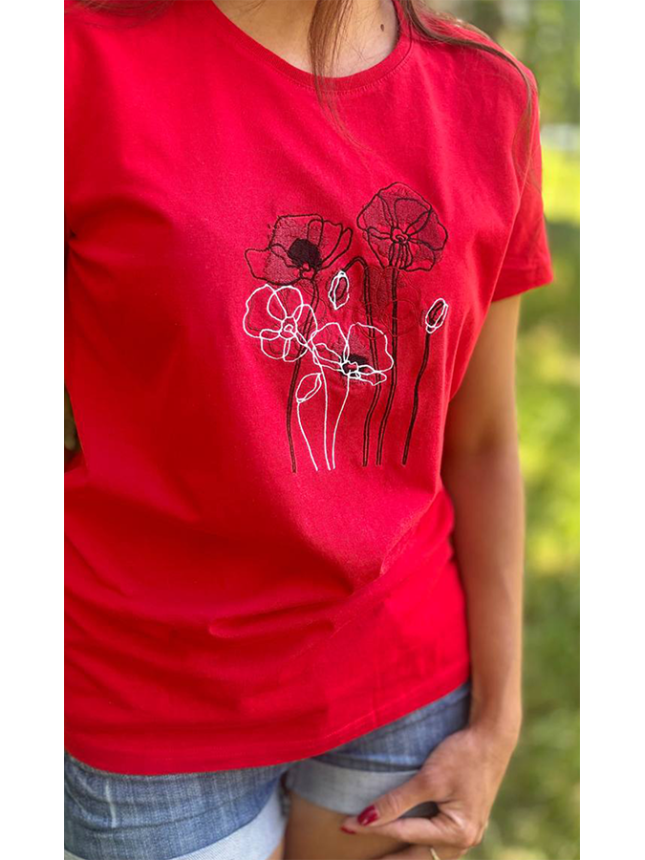 Women's T-shirt with poppies 3021