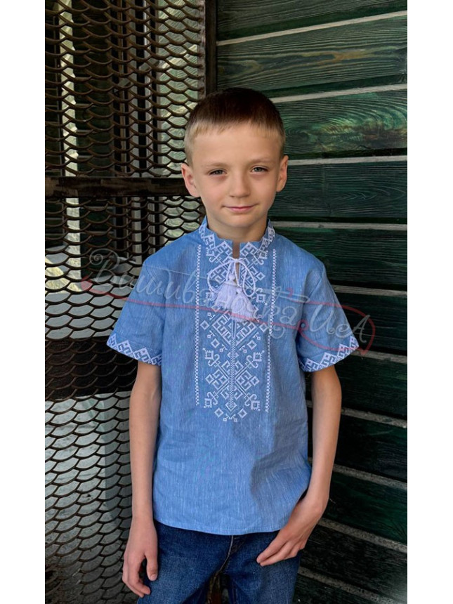 Light blue vyshyvanka for a boy 7176-К size 116