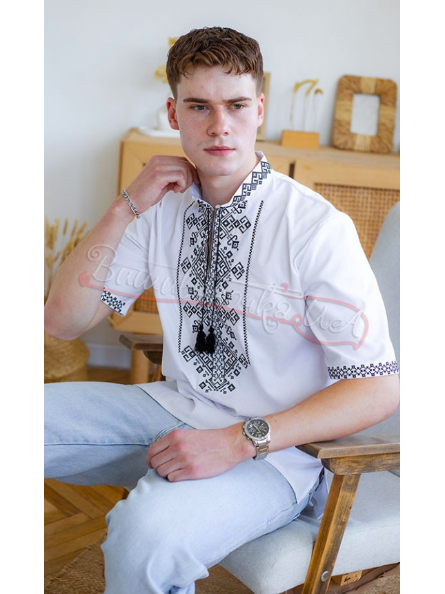 Shirt with embroidery with short sleeves 3176-5к size 50