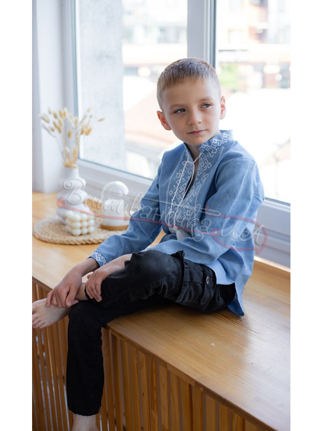 Vyshyvanka for a boy in light blue 7176.1 size 152