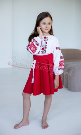 Children's dress with red a skirt 818-2.7