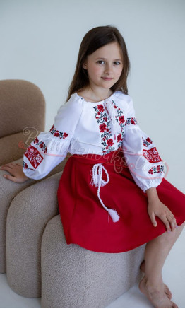 Children's dress with red a skirt 818-2.7