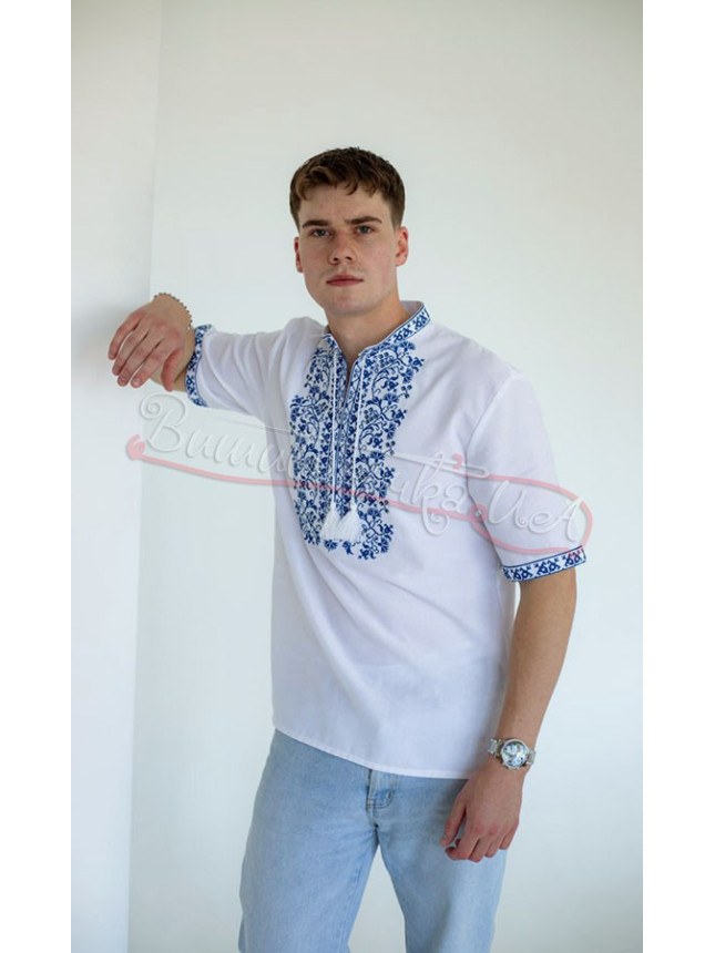 Men's vyshyvanka with blue pattern 317К-3С size 42