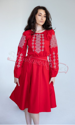 Red bright women's dress 1016-7