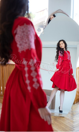 Red bright women's dress 1016-7