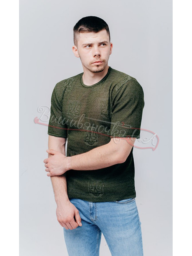 Knitted T-shirt in khaki 5213 size L