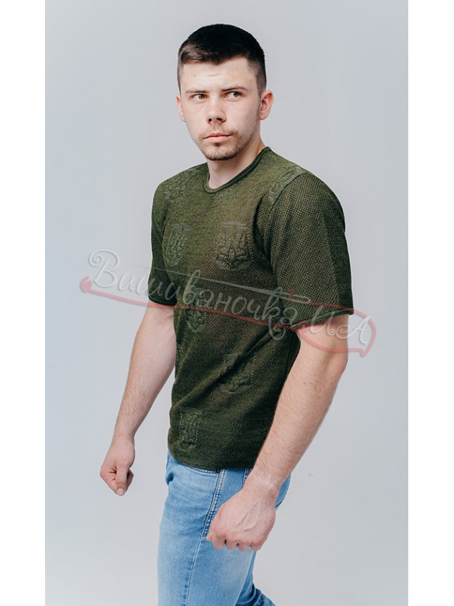 Knitted T-shirt in khaki 5213 size L