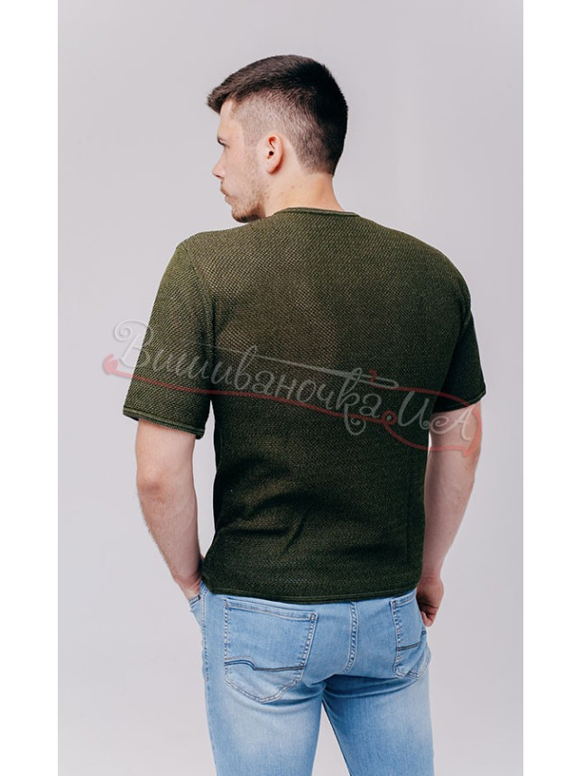 Knitted T-shirt in khaki 5213 size L