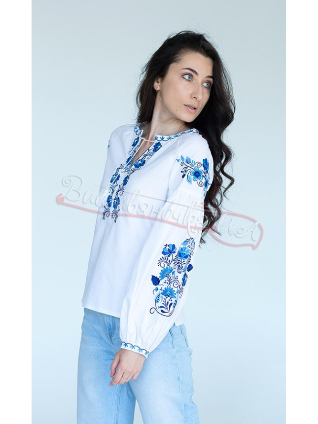 Women's blouse with satin stitch embroidery 219-3 size 50