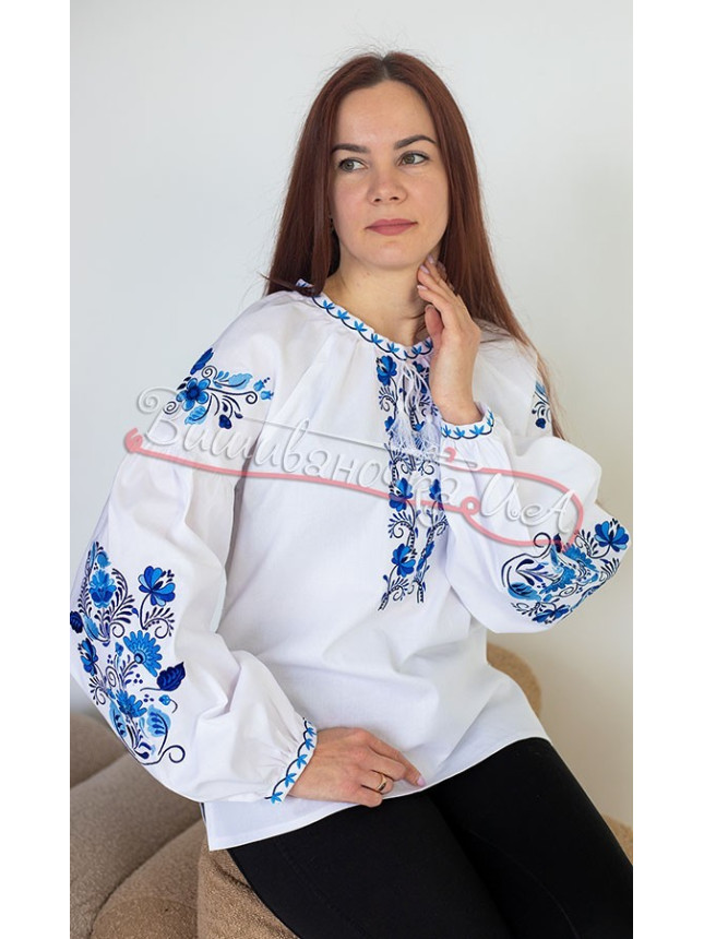 Women's blouse with satin stitch embroidery 219-3 size 50