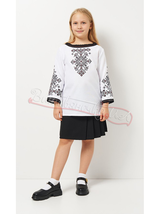 Blouse with geometric embroidery 9046-4 size 110