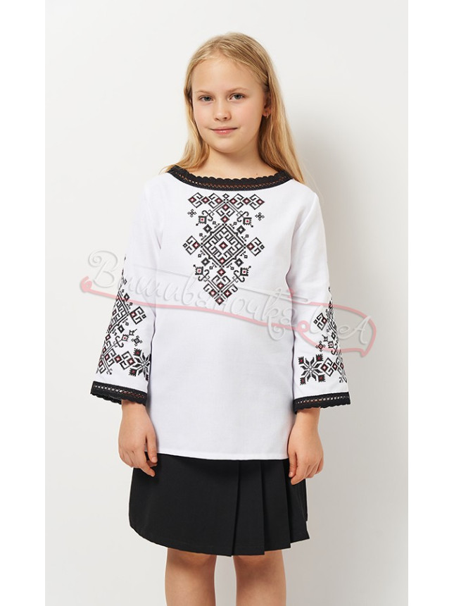 Blouse with geometric embroidery 9046-4 size 110