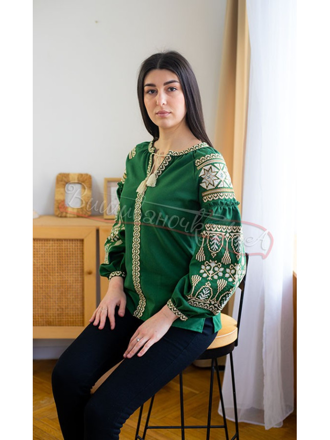 Green women's vyshyvanka 551-11