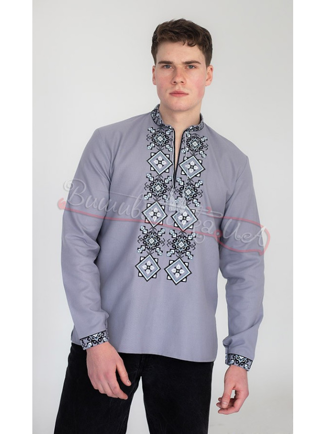Modern men's vyshyvanka 368-42к colour Grey size 42