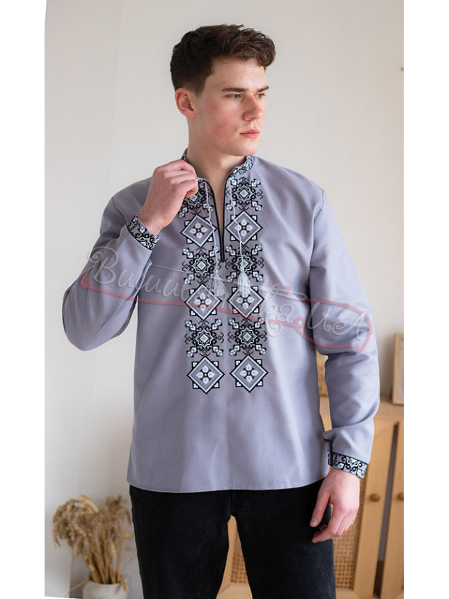 Modern men's vyshyvanka 368-42к colour Grey size 42