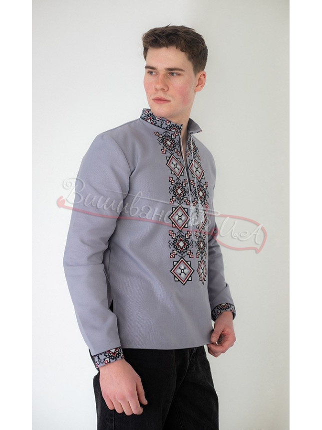 Modern men's vyshyvanka 368-42к colour Grey size 42