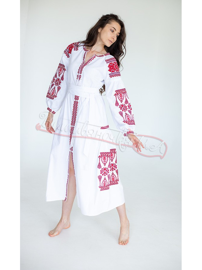 Long dress with red pattern 451-2 size 52