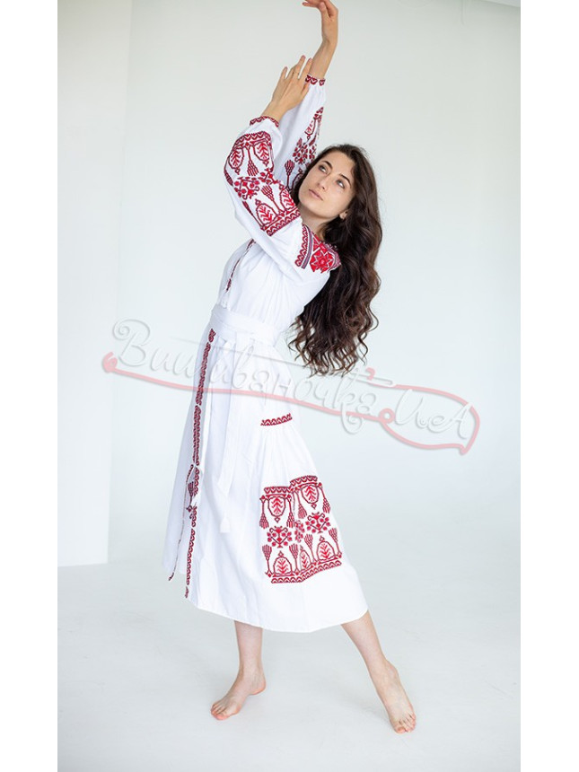 Long dress with red pattern 451-2 size 52