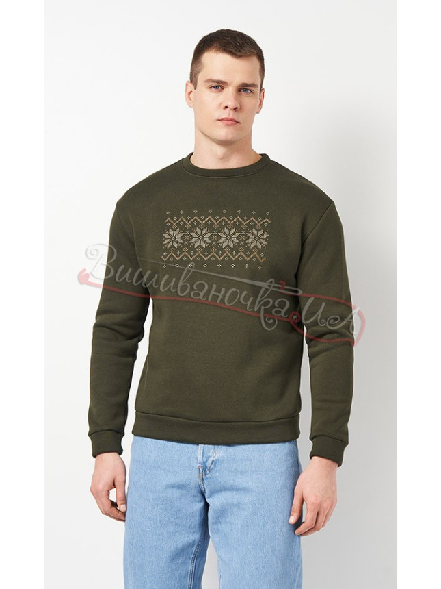 Sweatshirt in khaki with embroidery 0017 size S-M