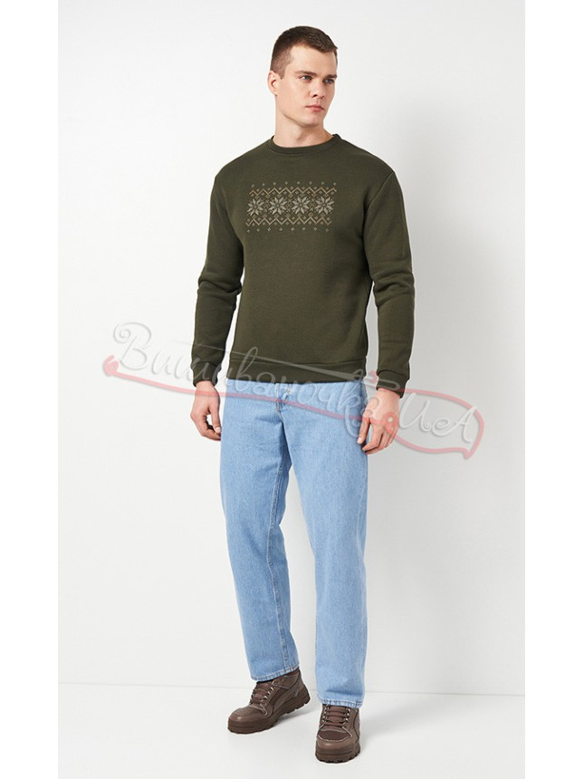 Sweatshirt in khaki with embroidery 0017 size S-M