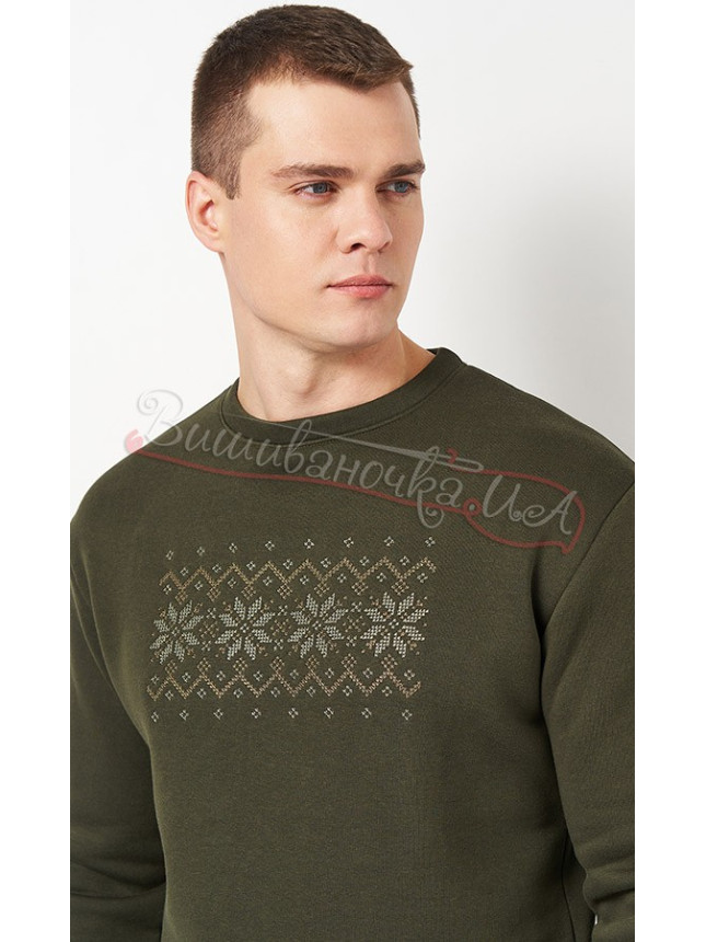 Sweatshirt in khaki with embroidery 0017 size S-M