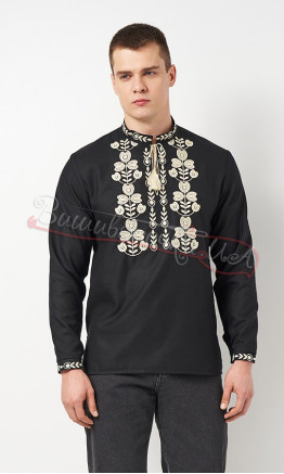 Black men's shirt with embroidery 3110-1