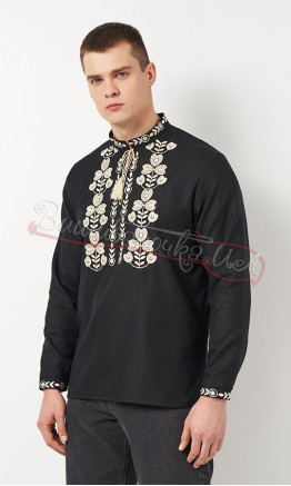 Black men's shirt with embroidery 3110-1