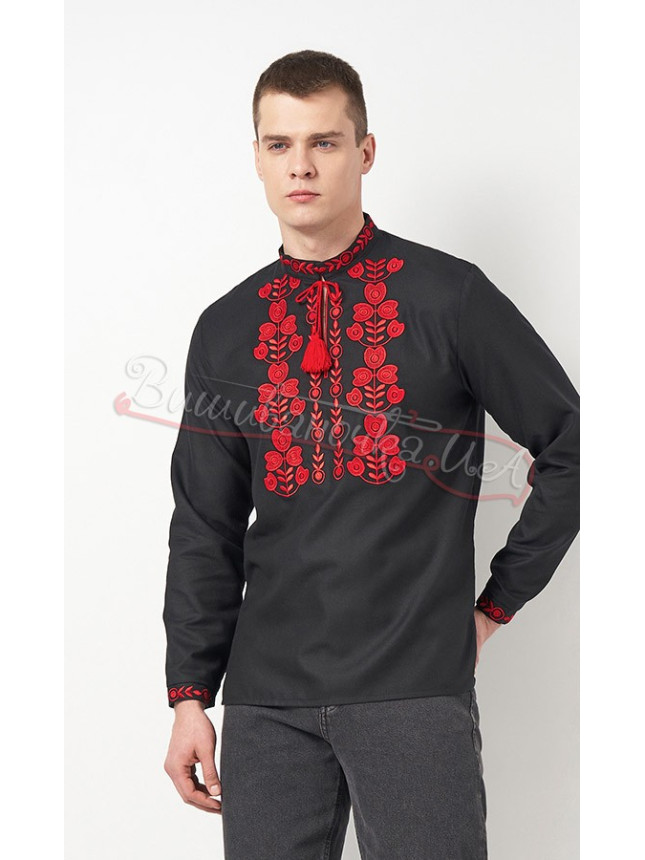 Black men's vyshyvanka 3110-2 size 46