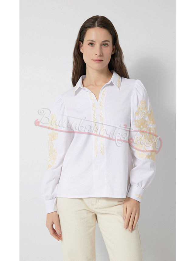 Shirt with beige pattern 5110-1 size 48
