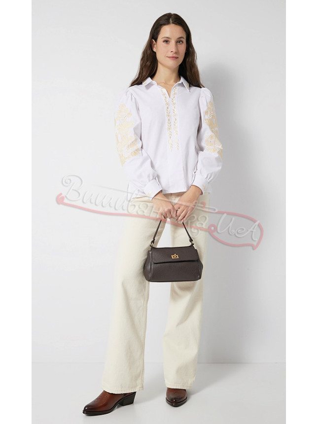 Shirt with beige pattern 5110-1 size 48