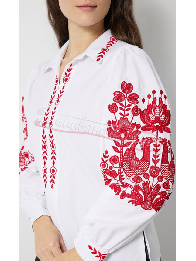 Embroidered blouse with a turn-down collar 5110-2 size 52