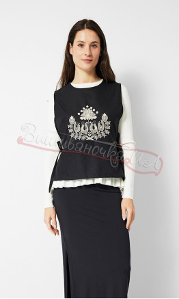 Black women's waistcoat with embroidery Ж0110-1