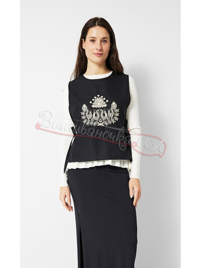 Black women's waistcoat with embroidery Ж0110-1 size 48-52
