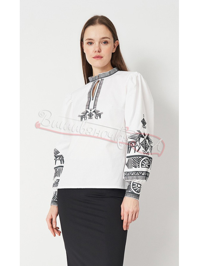 Blouse with embroidered pattern little horses 545-1