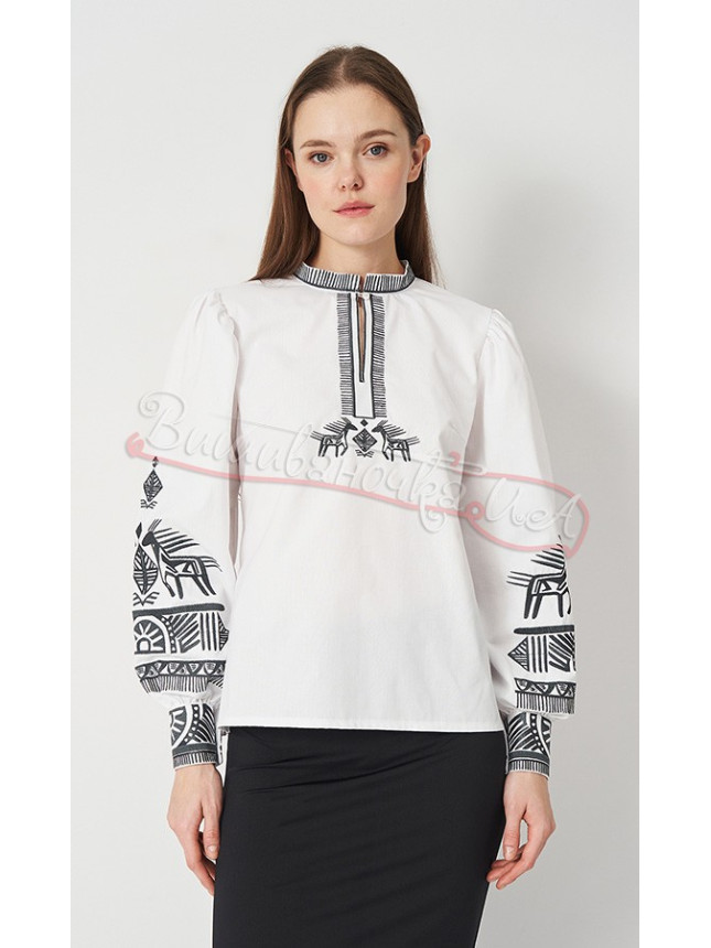 Blouse with embroidered pattern little horses 545-1