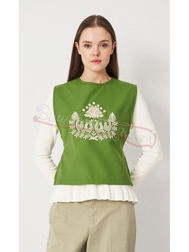 Green waistcoat with embroidery Ж0110-11