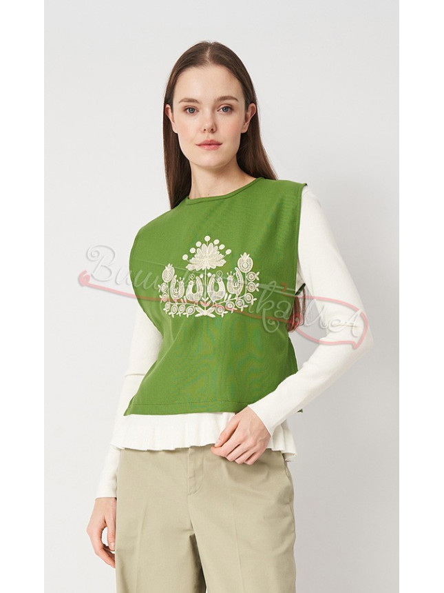 Green waistcoat with embroidery Ж0110-11