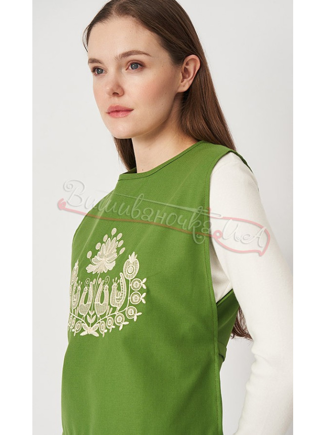 Green waistcoat with embroidery Ж0110-11
