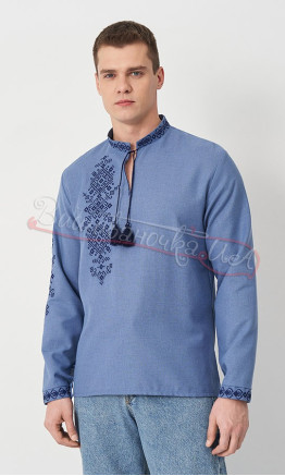 Vyshyvanka with asymmetric pattern 3046-5 colour Blue