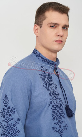 Vyshyvanka with asymmetric pattern 3046-5 colour Blue