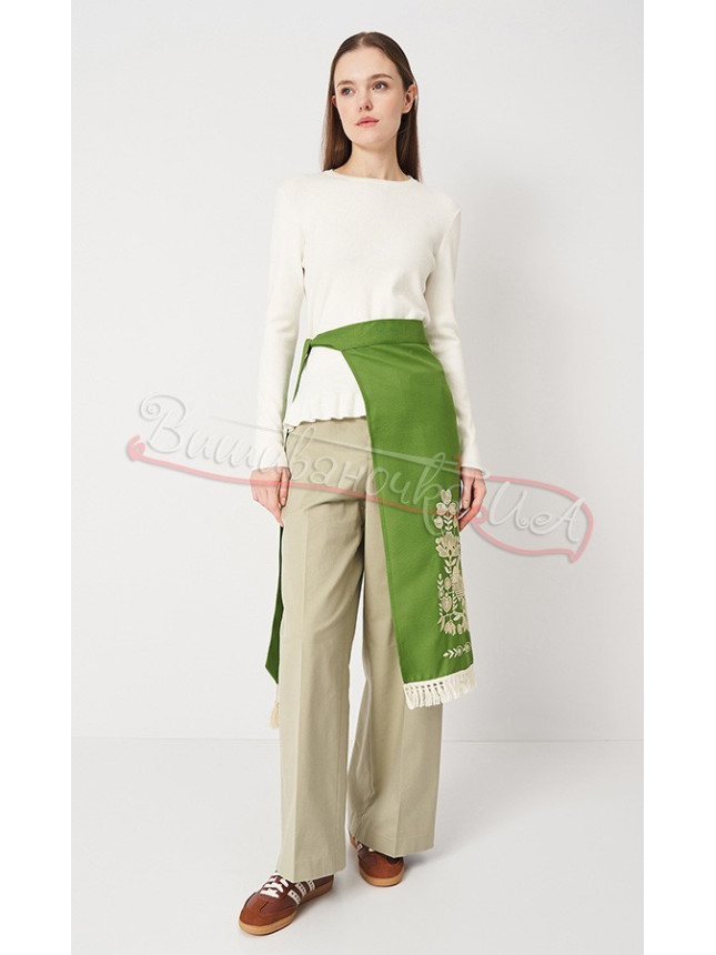 Green little apron with embroidery 0110-11.1