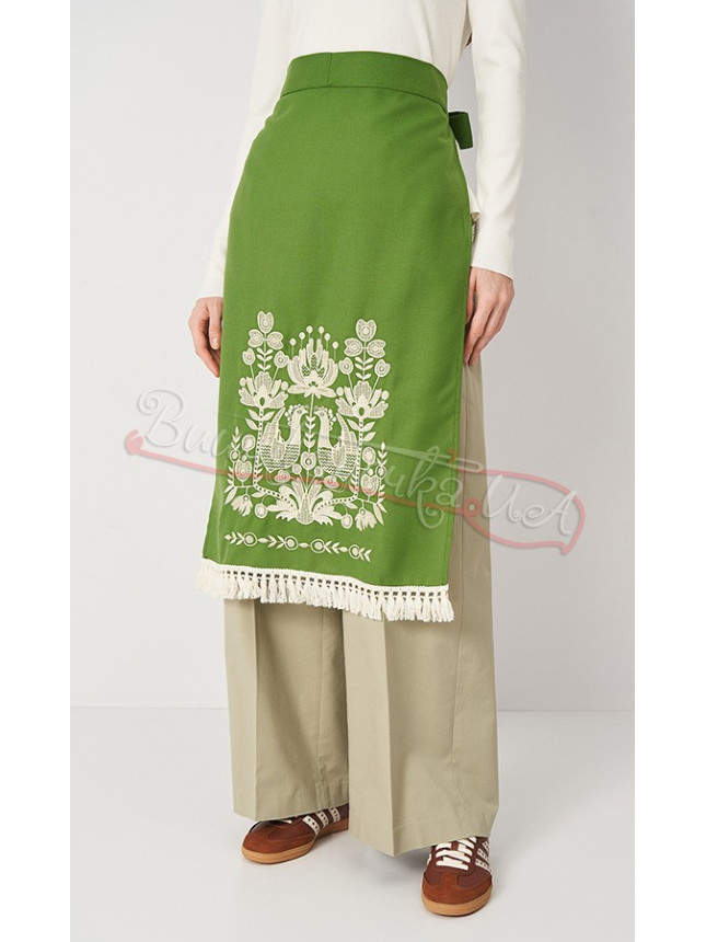 Green little apron with embroidery 0110-11.1