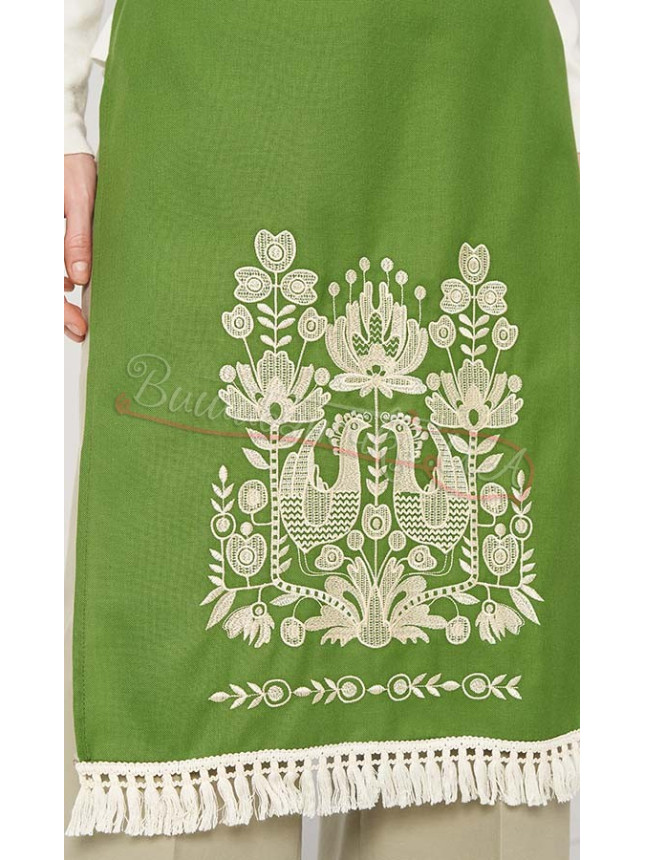 Green little apron with embroidery 0110-11.1