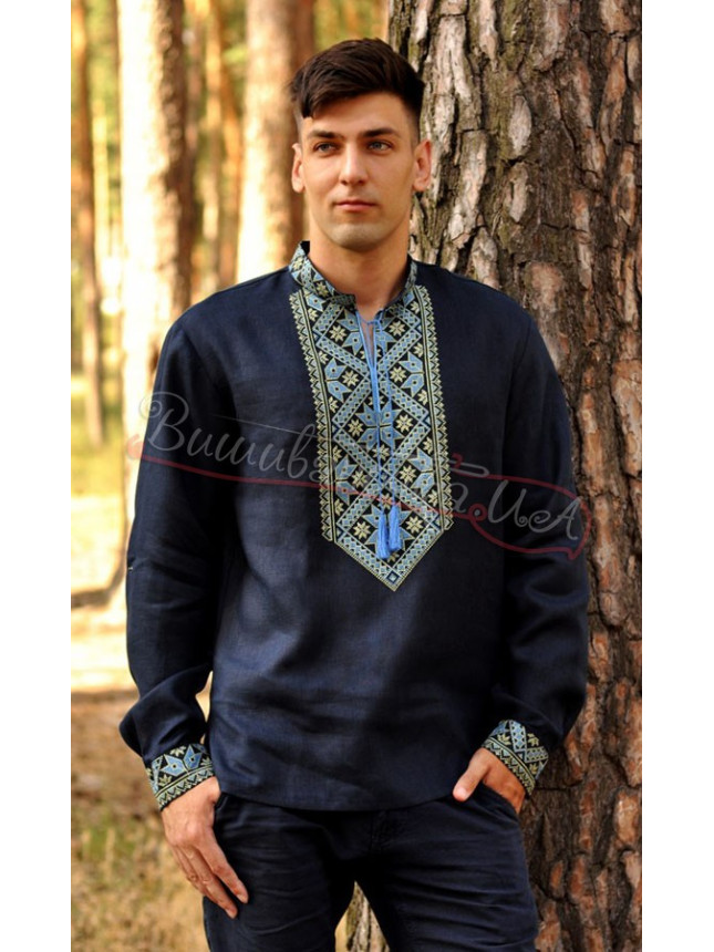 Men's shirt with geometric pattern М18 size 52