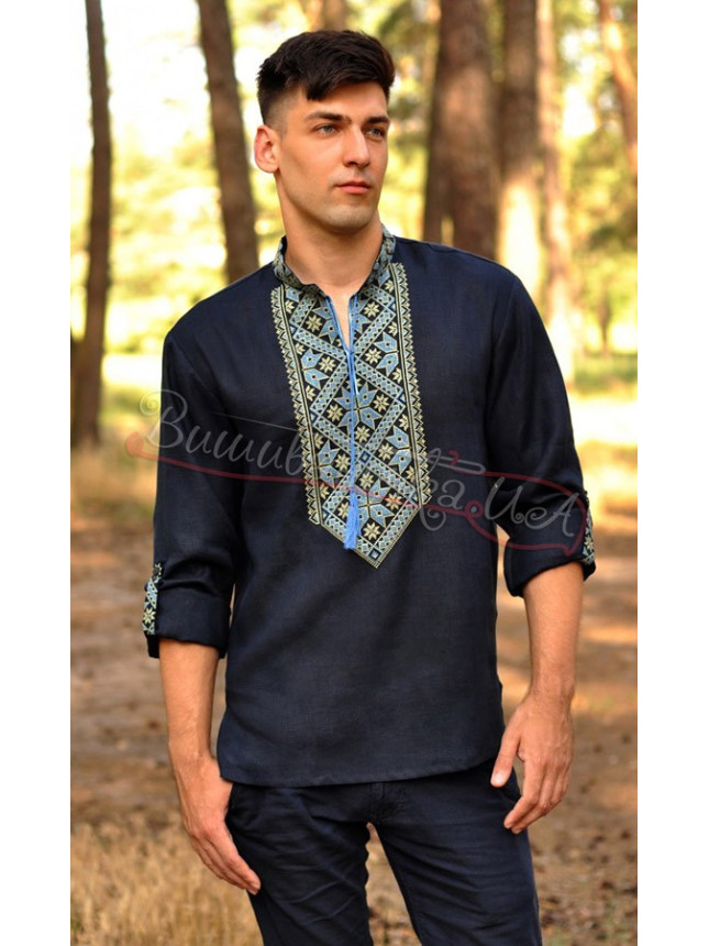 Men's shirt with geometric pattern М18 size 52