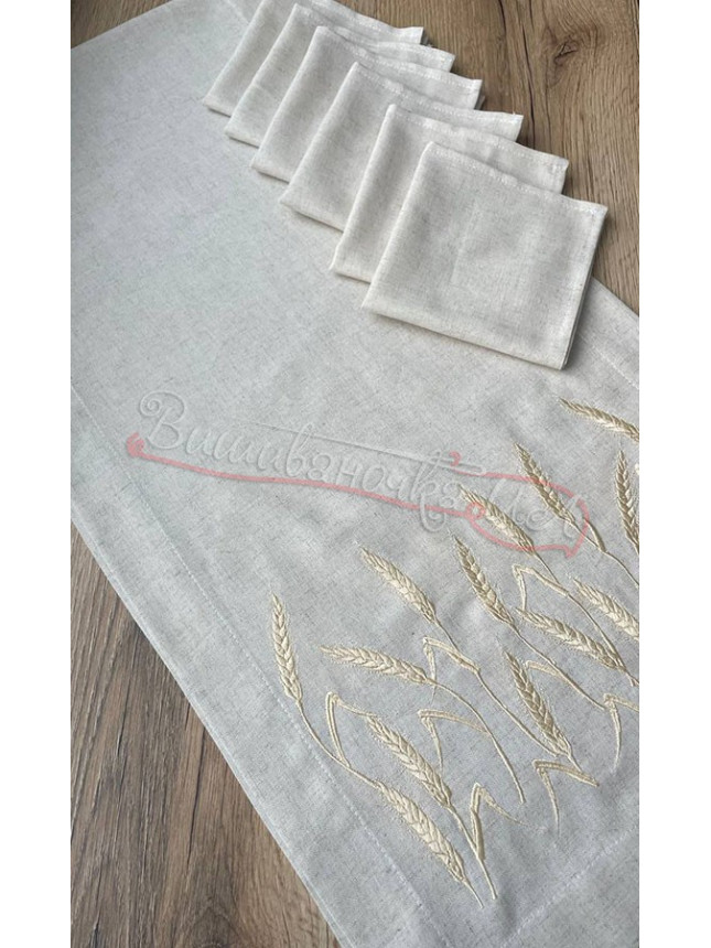 Table runner with embroidered wheat ears Р04